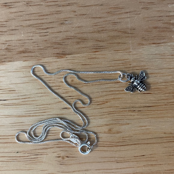Silver Bee Necklace and Matching Earrings - Picture 1 of 4